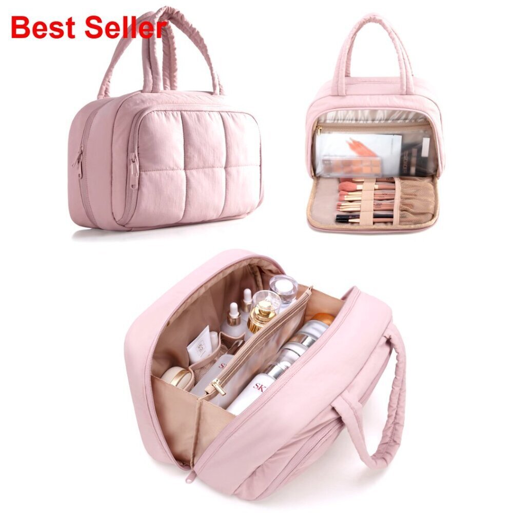 Travel Toiletry Bag with Hanging Hook, Water Resistant Makeup Organizer